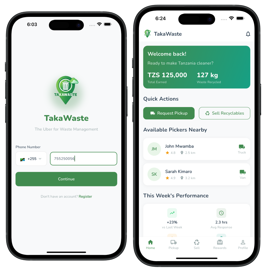 TakaWaste App Mockup